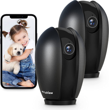 Baby Monitor with Phone App (2 Pack), 1080P Wifi Pet Camera Indoor, 360° Home Security Camera with Motion & Sound Detection, Two-Way Audio, Night Vision, Local & Cloud Storage, Works with Alexa