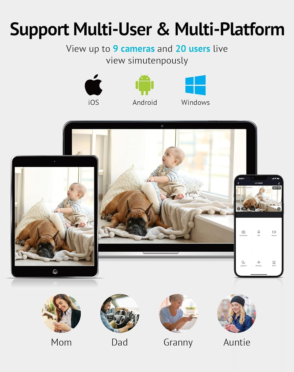 Baby Monitor with Phone App (2 Pack), 1080P Wifi Pet Camera Indoor, 360° Home Security Camera with Motion & Sound Detection, Two-Way Audio, Night Vision, Local & Cloud Storage, Works with Alexa